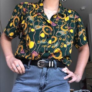 Emerald green pattern blouse